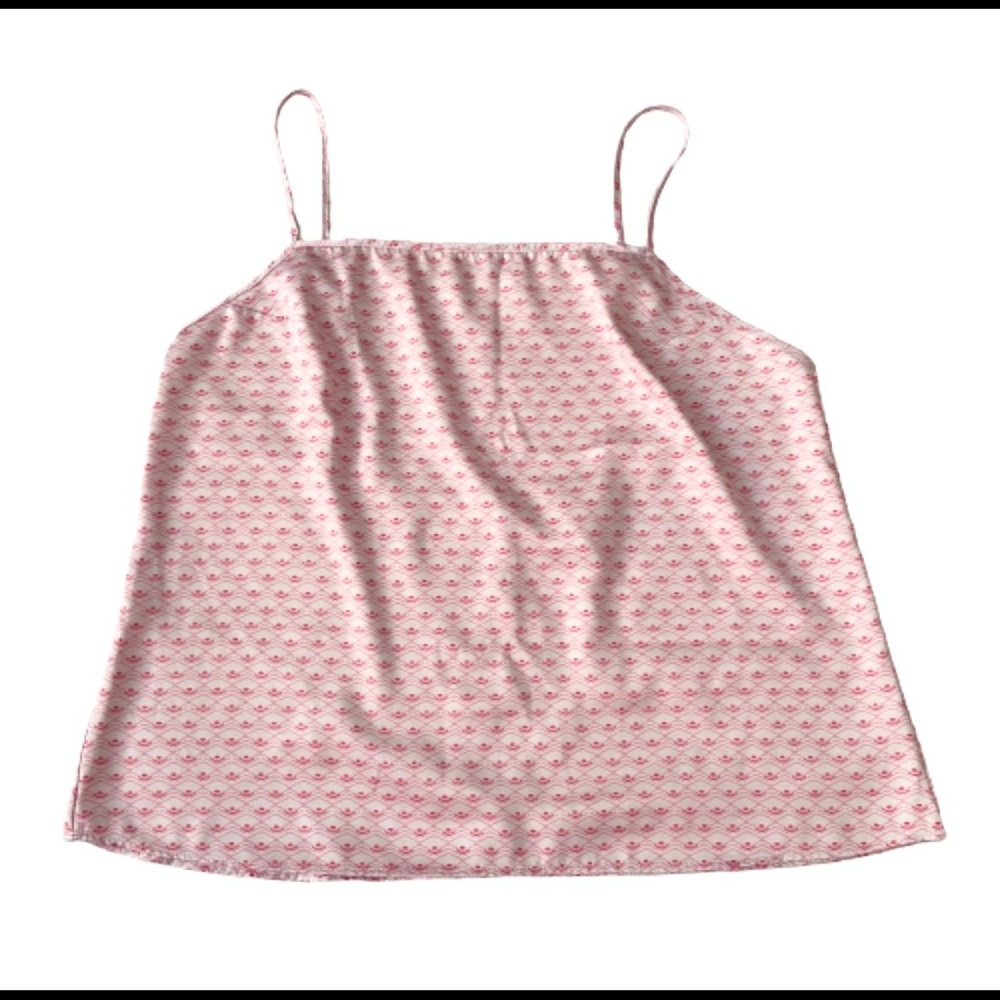 Pink geometric pattern spaghetti strap sleep cami pajama top L